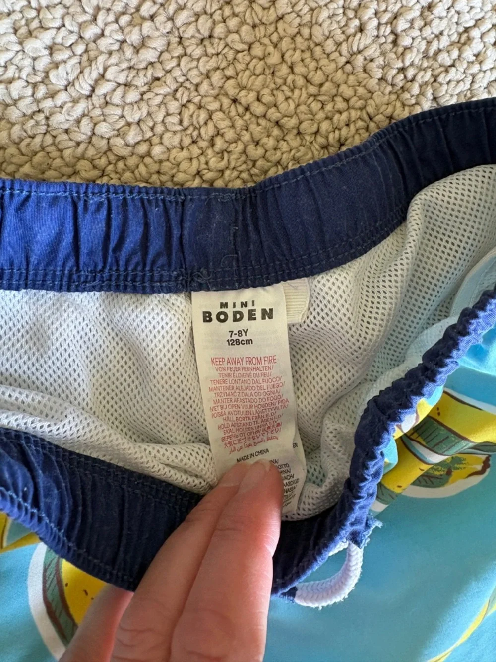 Mini Boden Boys 7-8 Banana Print Swim Trunks - Picture 2 of 3